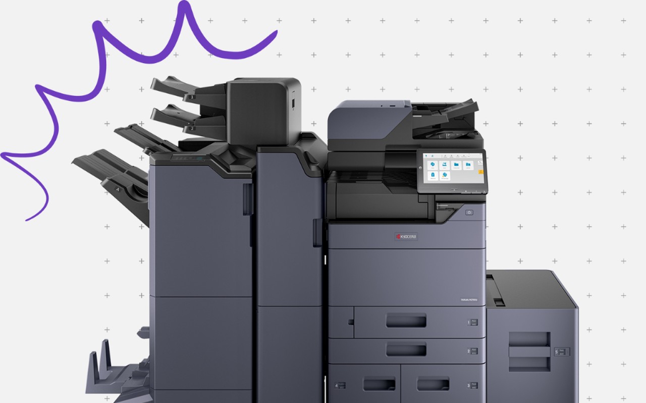 Photocopieur multifonction A3 couleur installé dans les bureaux d'une entreprise